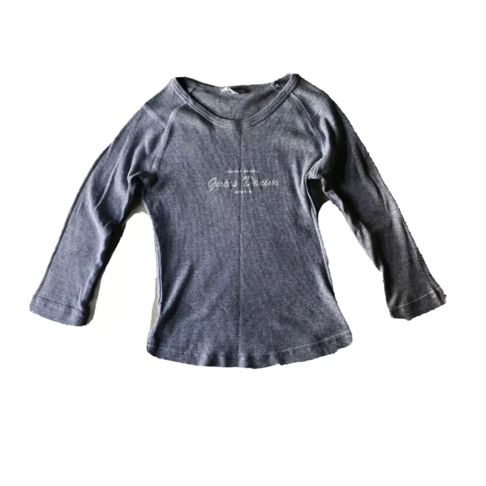 GUESS JEANS ribbed Henley thermal top shirt Y2K